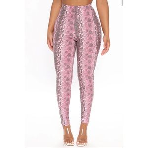 pink snake print leggings